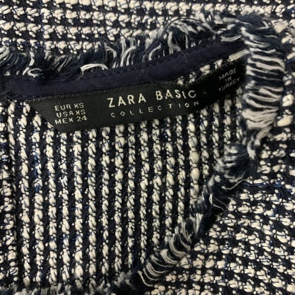 Zara XS Blue Tweed Sleeveless Top Cropped Career Officewear Y2K - Picture 5 of 5